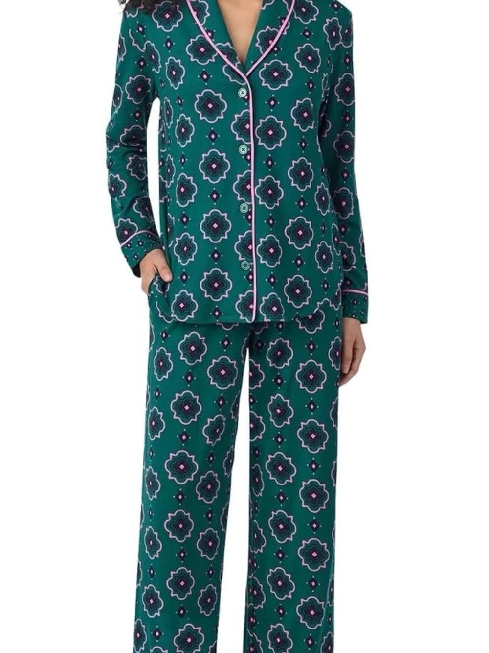 Room Service Pajama Set with Contrast Trim